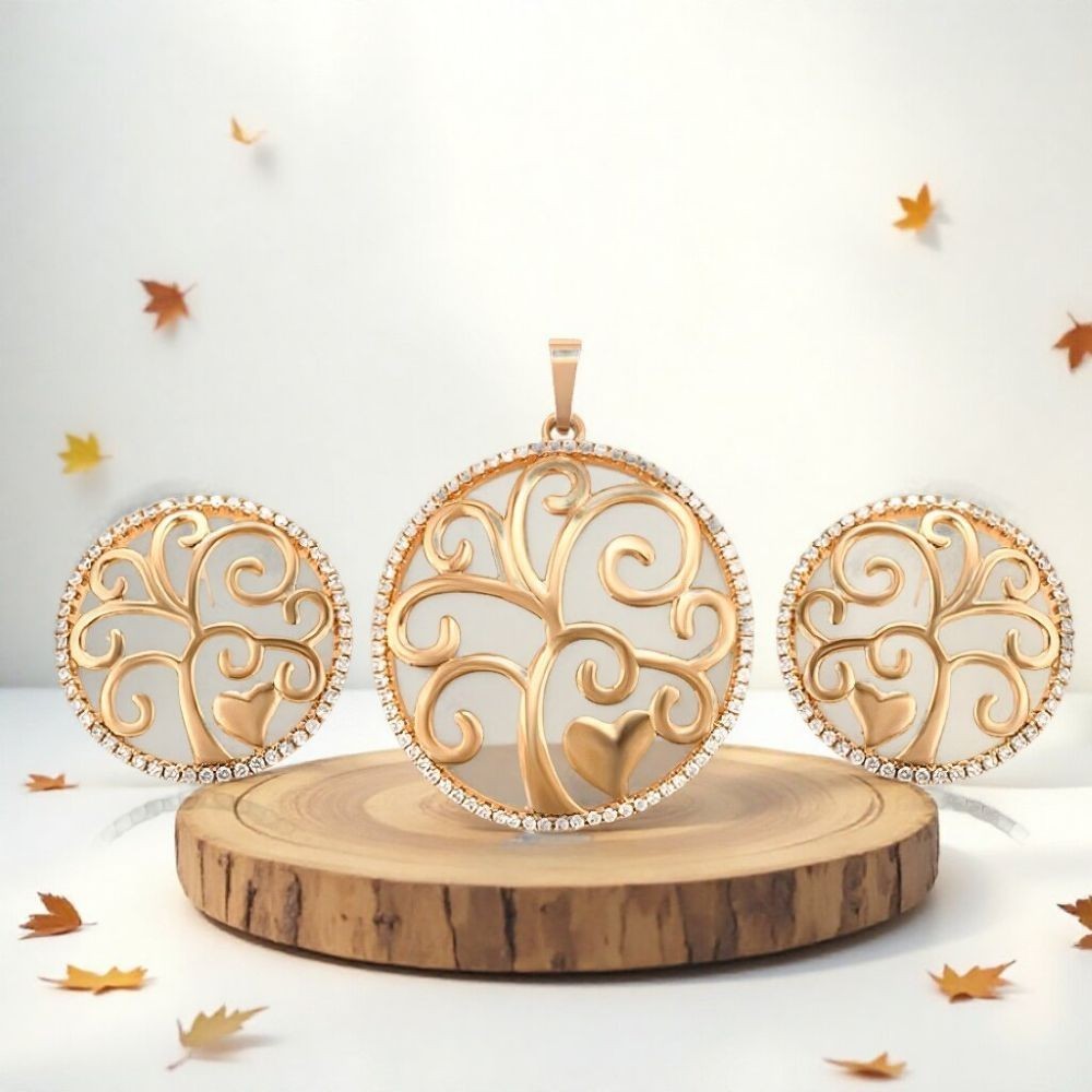 Parure Bijoux Femme Arbre de Vie, l'éclat du cristal blanc pour vos soirées