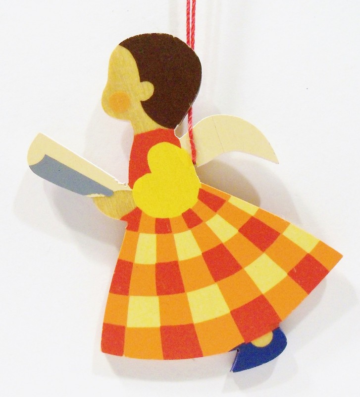 Erzgebirge Germany Choir Angel Girl Wooden Wood Fretwork Christmas Ornament 