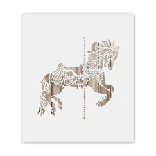 Carousel Horse Decoration Amusement Ride Vintage Design Sculpture Stencil 2 Pack