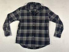 Pendleton Mason Flannel Shirt Men's Medium Long Sleeve Button Plaid Black Gray