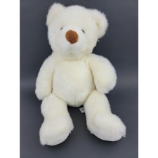 Russ Berrie Comfy White Teddy Bear Plush Brown Furry Nose Soft 17 Inches Long