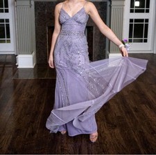 lavender silver sequin prom dress