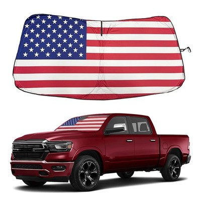 For Ram 1500 2019-2025 US Flag Front Windshield Sun Shade UV Shield Cover Visor