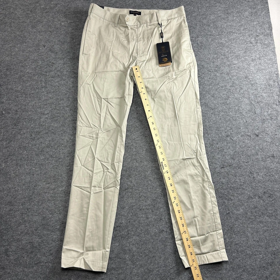 Gutteridge Pants Mens 34 Slim Fit Ecru Beige Chino, Cotton Slack-Chin Italy 48 - Immagine 2 di 4