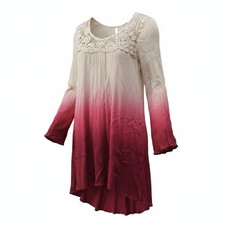 Altar’d State Boho Tunic Top Women’s Large Cream Berry Ombre Lace Rayon