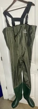 FISHINGSIR Size 7 Green Waders Missing Belt 24.5" pit to pit Waterproof NWT