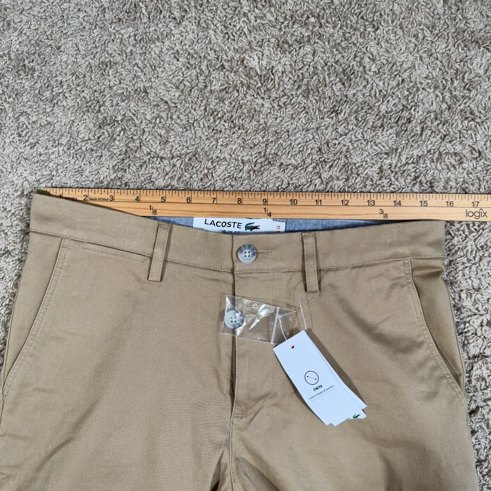 NWT Men's Lacoste Stretch Cotton Slim Fit Chino Pants Beige Gabardine Size L/34 - Image 4 of 4