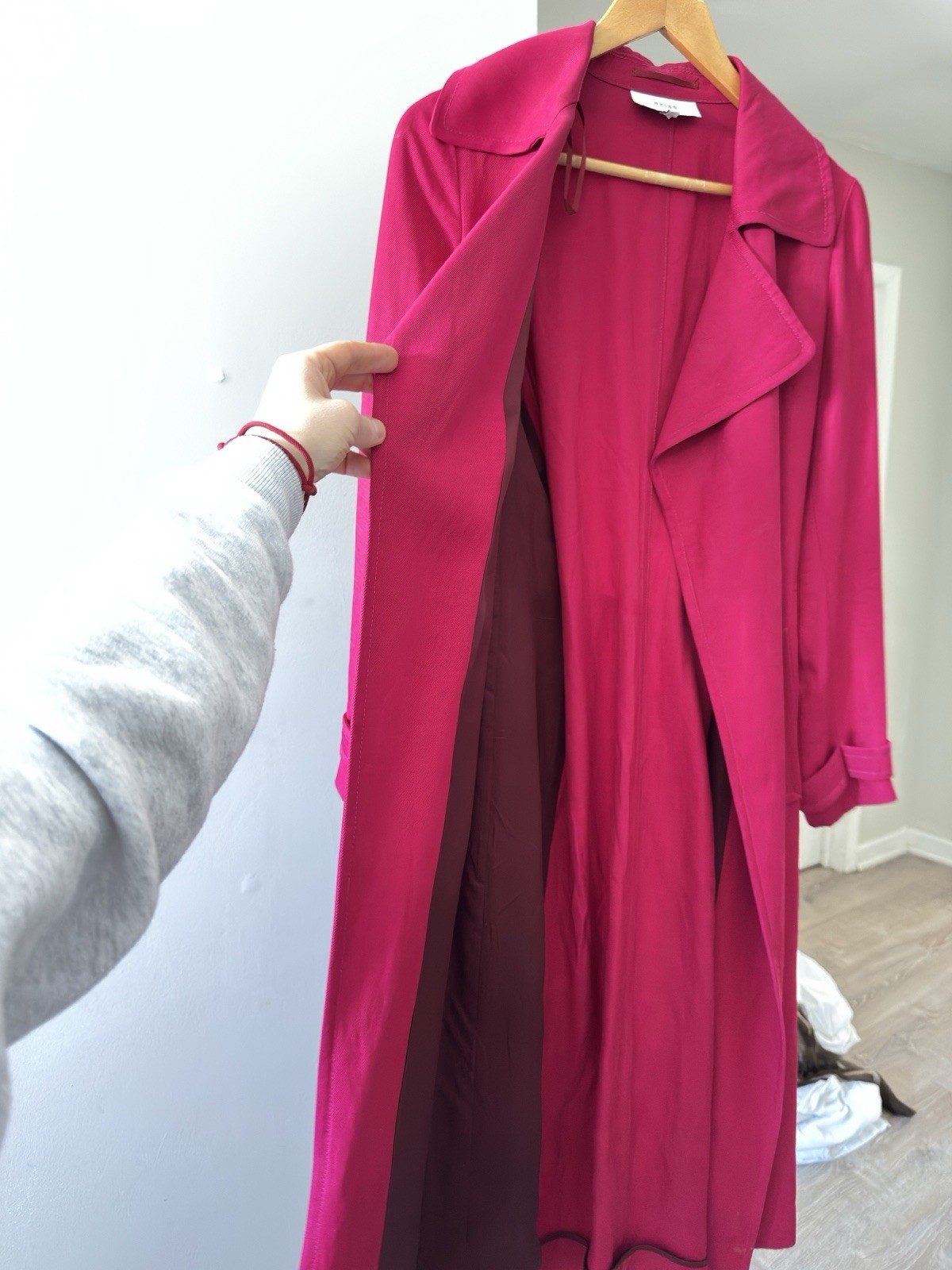 Reiss Wome’s Long Summer Coat  Size Small, Pink image 5