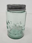 Pint Straight Sided Atlas Mason's Patent Aqua Fruit Jar Glass and Zinc Ring — photo 1