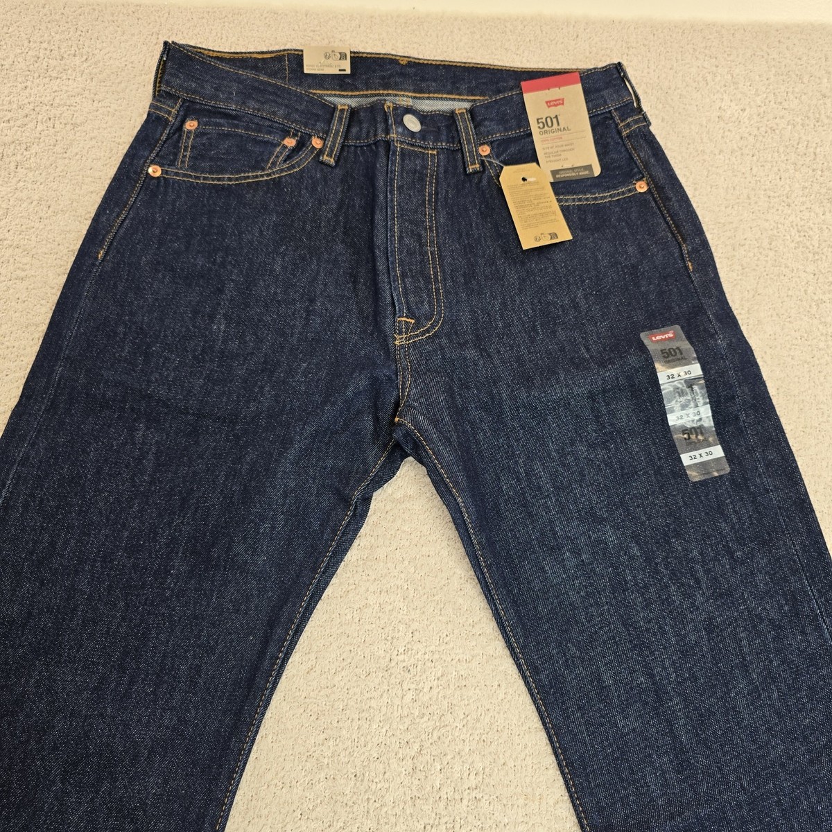 Levis 501 Jeans Original Mens Size 32 X 30 Very Dark Blue
