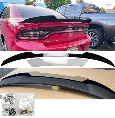 Fit 15-23 Charger SRT Hellcat 2 Pcs BK Decklid Spoiler Gurney Flap Wicker bill 