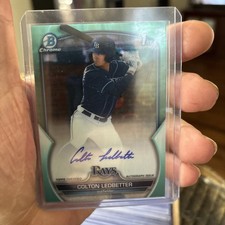 2023 Bowman Chrome Draft Colton Ledbetter Bowman 1st Aqua RayWave AUTO /199
