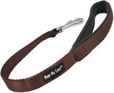 Short Dog Leash XLarge Brown 22 inch Long 1 inch Wide Padded Handle Traffic Lead