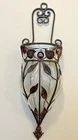 21" tall Vintage Murano style Wall Pocket Planter~Glass w/ Metal Leaves~6.5 wide