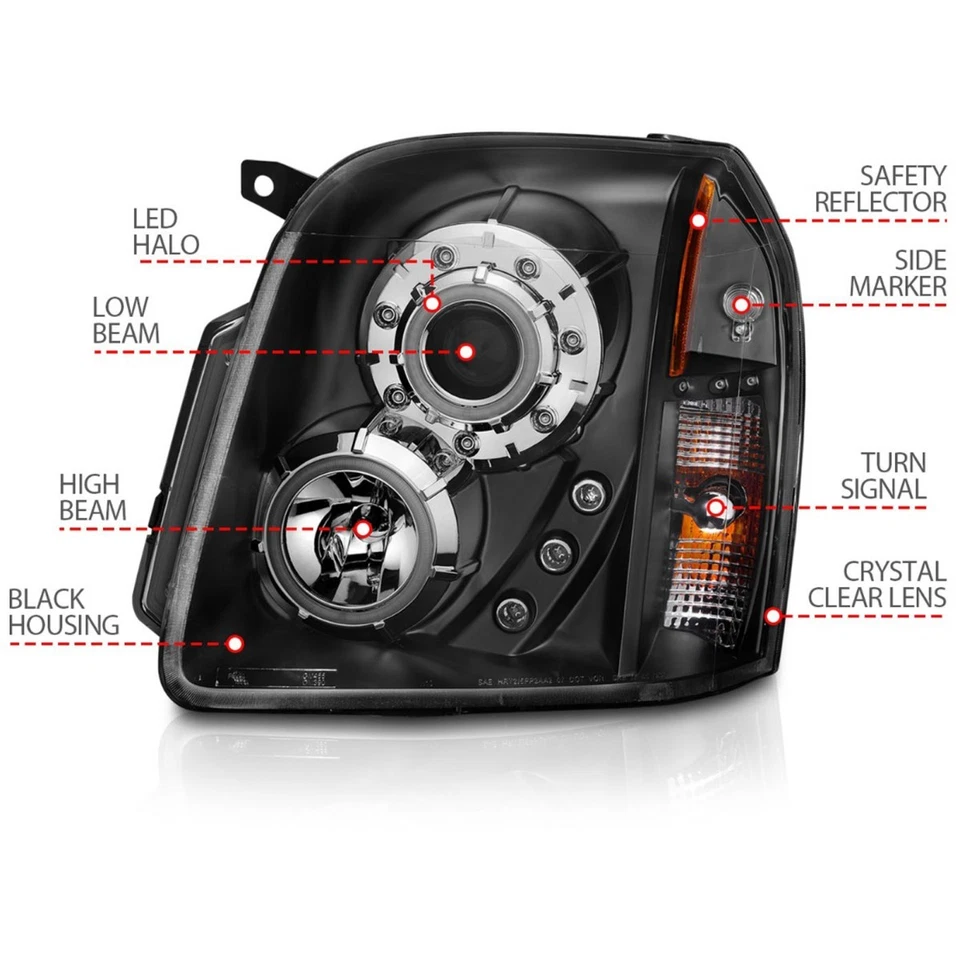 Anzo 111148 Headlight For GMC Yukon 2007-2014 Left & Right Halogen Black Housing - Imagem 2 de 4
