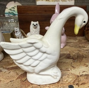 White Swan Bird Figurine Collectible Decor Accent with Yellow Beak
