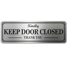 9x3in Metal Stainless Steel Sign, Self Adhesive, 9x3in Keep Door Closed 