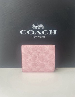 NWT Coach Snap Wallet In Signature Canvas With Charm CEC34 Gold