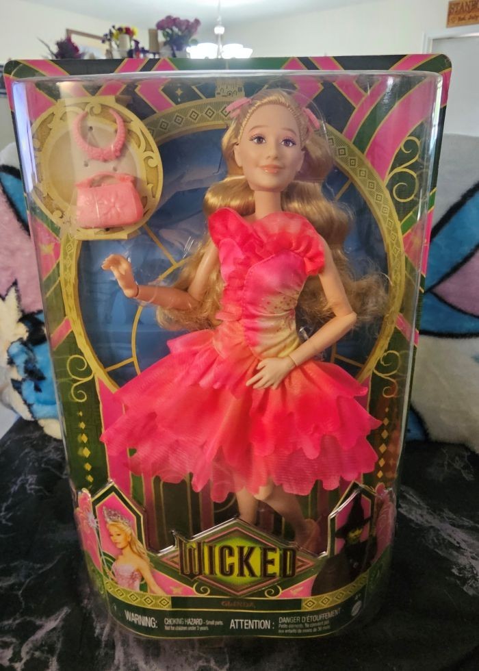 glinda pink dress doll Mattel Wicked Glinda Fashion Doll 11in Pink Dress Original New in Box Movie Doll