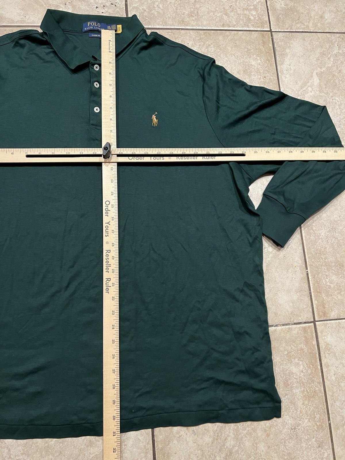 Polo Ralph Lauren camicia uomo XXL verde vestibilità classica carne pony manica lunga preppy