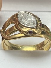 18ct Yellow Gold Diamond 1.7ct approx Snake Ring 9.2g size U-V Hallmarked