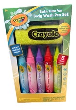 Crayola Bathtub Body Wash Pen Set 5 Pens 5 Floral Scents Terry Washcloth NEW
