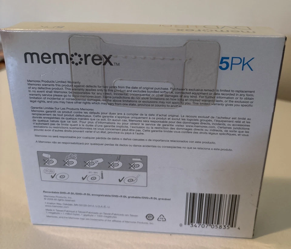 Memorex DVD+R Dual Layer Double Couche 8 x 8.5GB 240 min, 5 pk, - Imagem 2 de 2