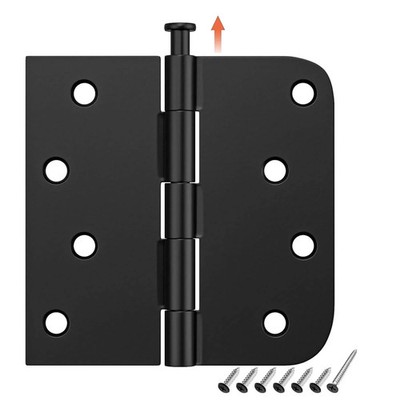 3 Pack Black Exterior Door Hinges 4 Inch With Five Eighth Inch Radius Removable
