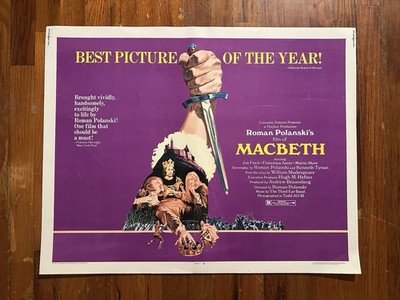 Macbeth (1971) Original Half Sheet Movie Poster 22x28 Roman Polanski