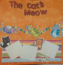 The Cat's Meow Party Scrapbook Page - Handmade 12x12 Layout - Ready for Photos