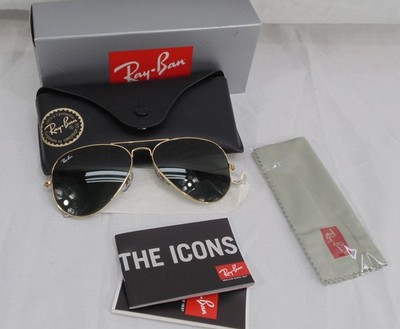 New Ray-Ban ORB3025 2057 Aviator Classic Sunglasses Arista Gold Green Lenses