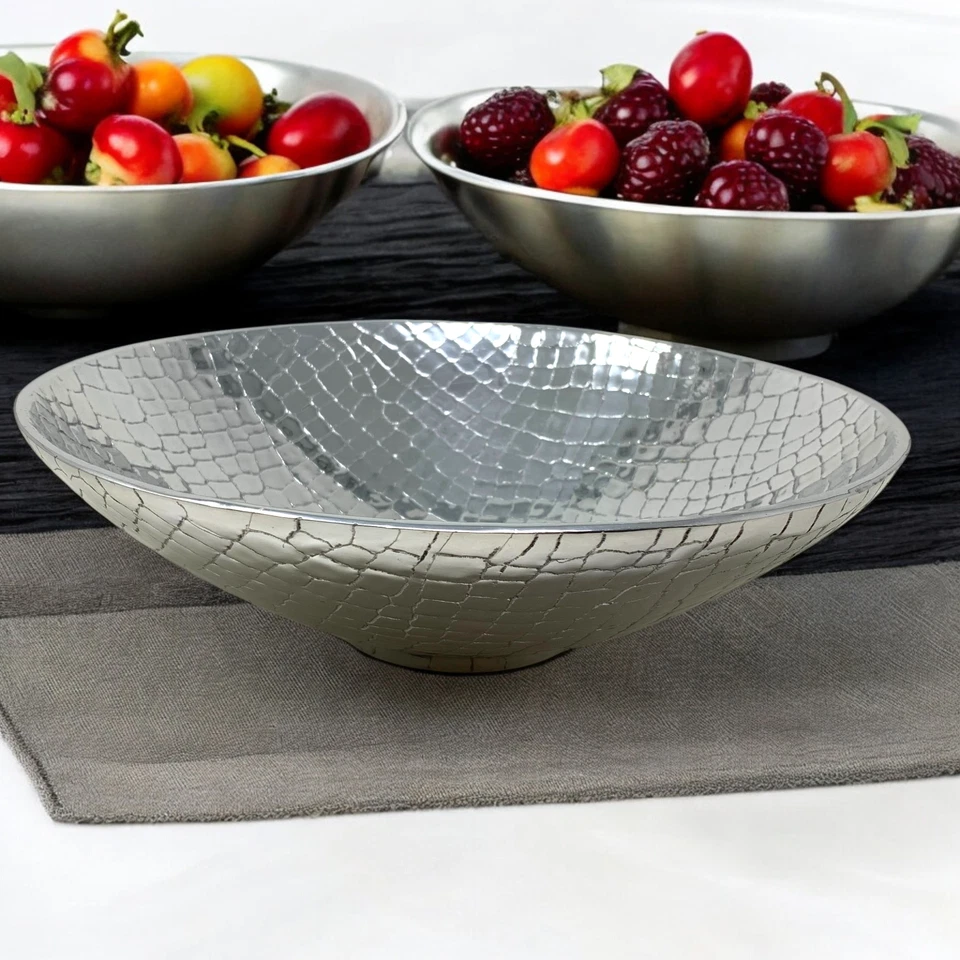 Beatriz Ball Metalware Cocodrilo Cuenco Aluminio 14" Modernista Artesano México 5734 Foto 4 de 4