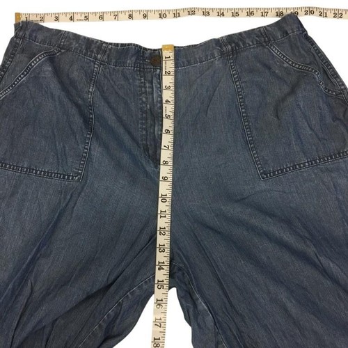 Linden Hill 2X pants blue denim look multi pockets straight leg cargos - Picture 3 of 4