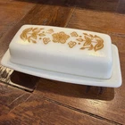 Vintage 1970’s Pyrex Butterfly Gold Design Butter Dish With Lid
