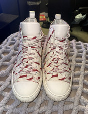 Valentino Garavani Men's High Top Lace-Up Sneakers White Red Logo Athletic