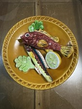 Assiette murale en Majolique de Palissy - Décor Poissons 
