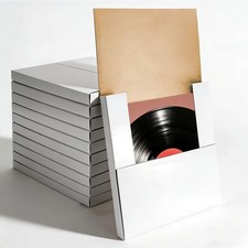 10 PCS Vinyl Record LP Shipping Mailer Boxes 12.5x12.5x1 Inch White Corrugated