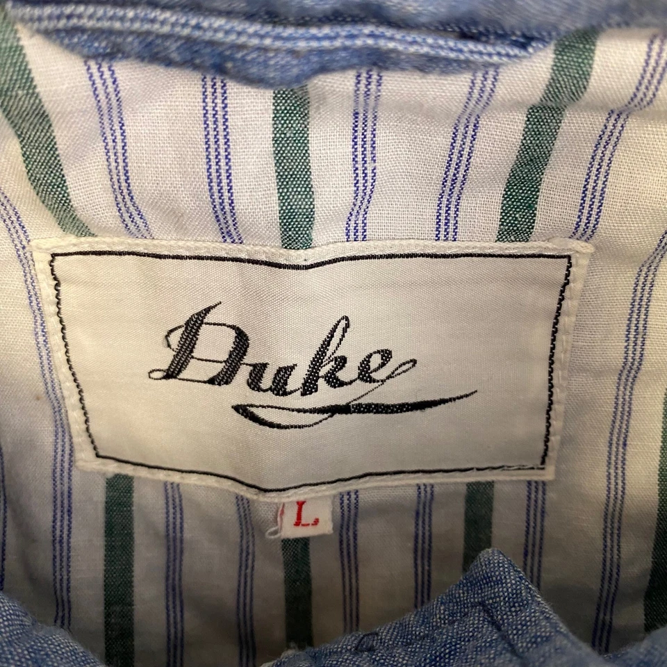 Jaqueta Harrington Vintage Duke Masculina Azul Chambray Leve Zíper Completo - Imagem 3 de 4