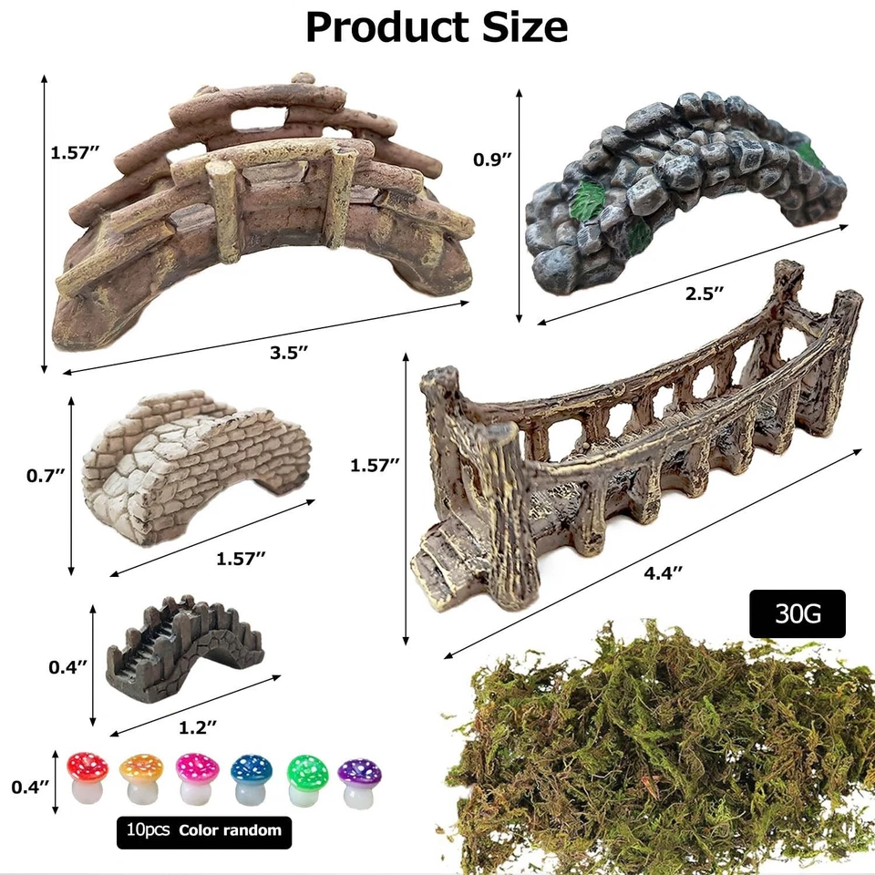 Miniature Bridge, Miniature Garden Accessories Set, DIY Landscape Bridge, Out... - Image 2 of 4