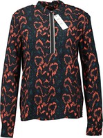 Neu! Calvin Klein Damen Langarm Bluse Schwarz-Orange-GrüN Reptilienmuster Gr. 34