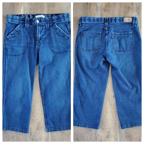 Levi's Womens Jeans Sz 10 Cropped Capri Trouser Blue Comfort Waist Cotton Blend