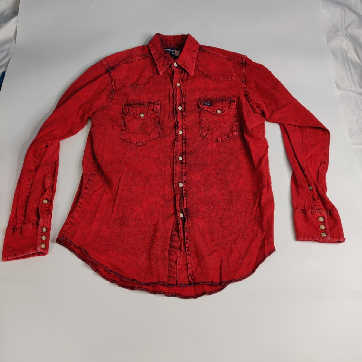 貴重◎ 80's wrangler denim western shirt Vintage Wrangler denim western shirt in dark blue 80s - XL