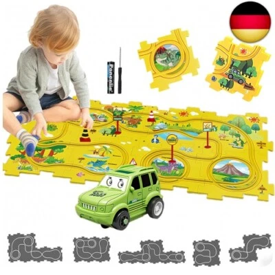 DUOLEEY Auto Spielzeug Autorennbahn Spielzeugauto DIY-Puzzlebahn für Kinderspielzeug
