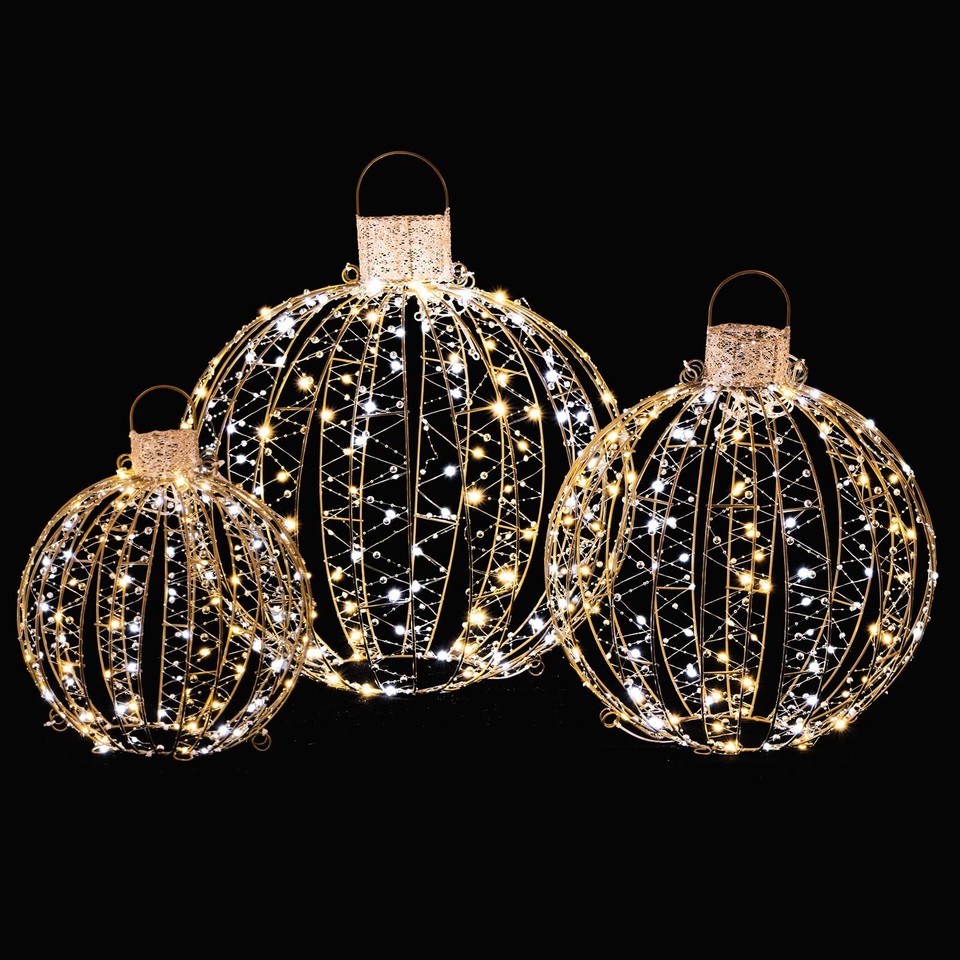 Tangkula Christmas LED Light Balls for Tree (3 Pack), Lighted Sphere