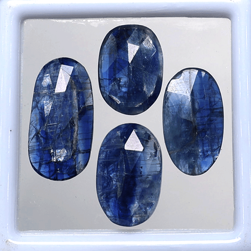 Lote 4 piezas piedras preciosas de alta calidad corte rosa 14 mm-19 mm cianita azul natural sin tratar - Imagen 5 de 10