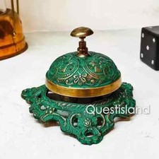 Vintage Brass Handmade Embossed Hotel Reception Bell Desk Bell,