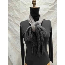 Cejon Ombre Knit Black to Gray with Silver Threads Scarf 