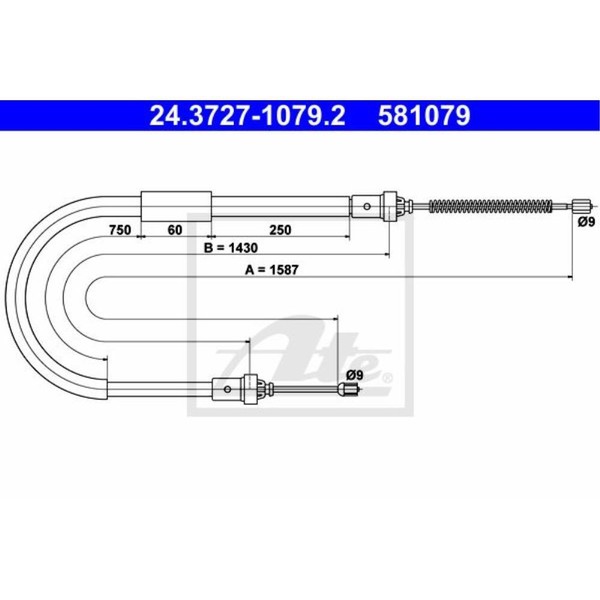 ATE Handbremsseil Bremsseil Hinten Rechts Passend FüR Renault Clio III-image