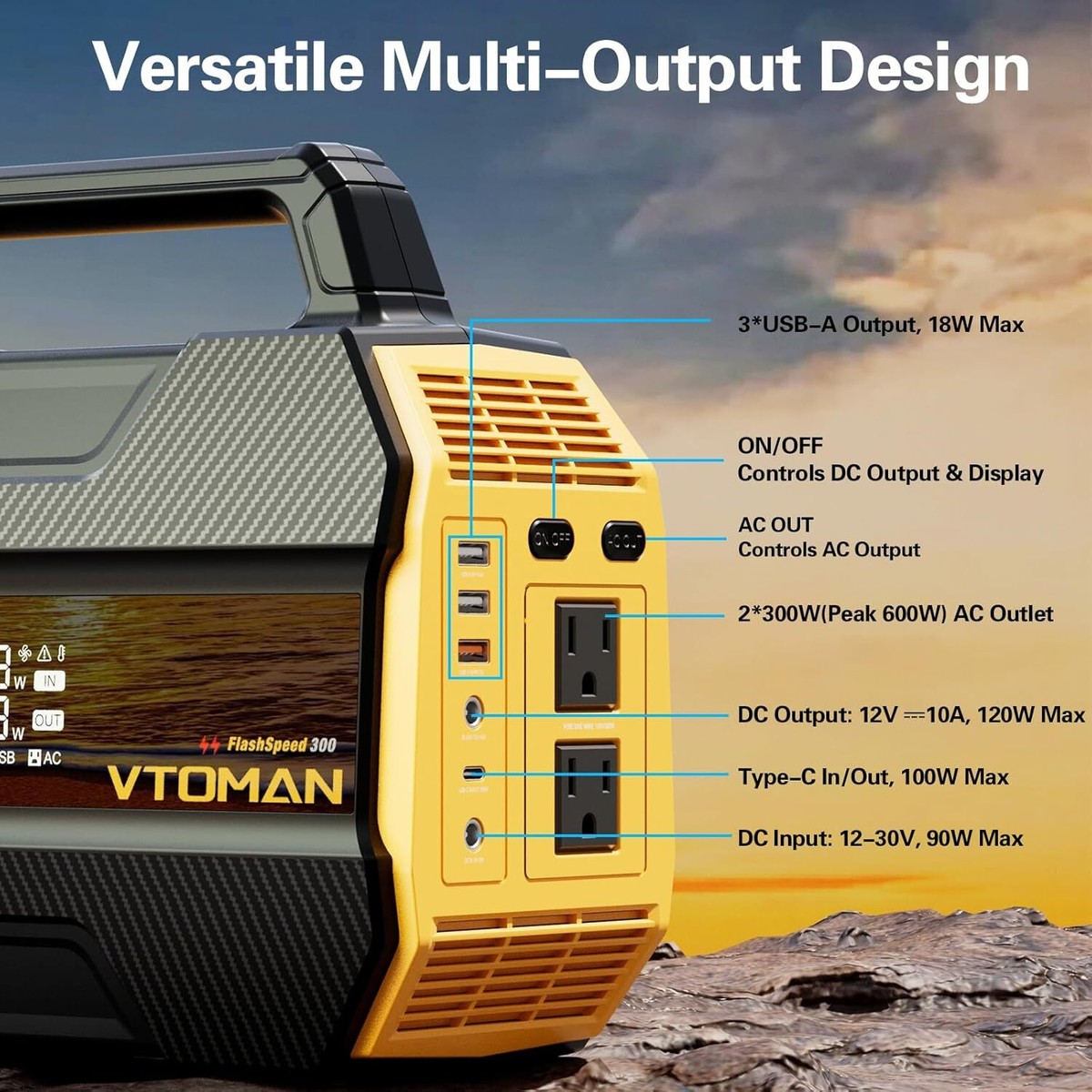 VTOMAN FlashSpeed 300 Portable Power Station 300W, 230Wh Solar