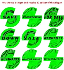 Vinyl Slogan Stickers 12Pack for Car Dealer Windshield Advertising